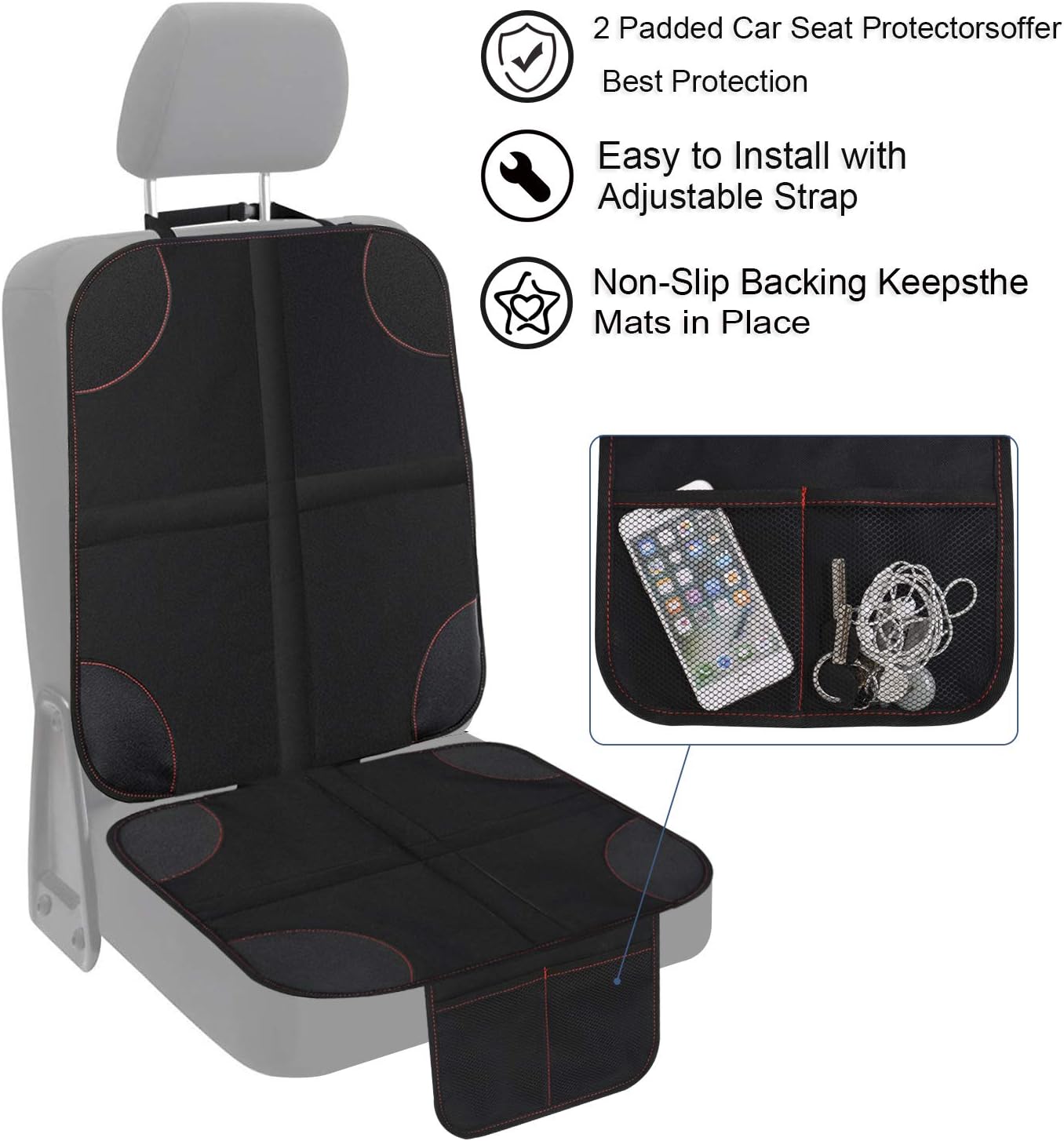 4PCS Car Seat Protector Set Tablet Holder Kick Mat Cover Backseat Organizer I6497
