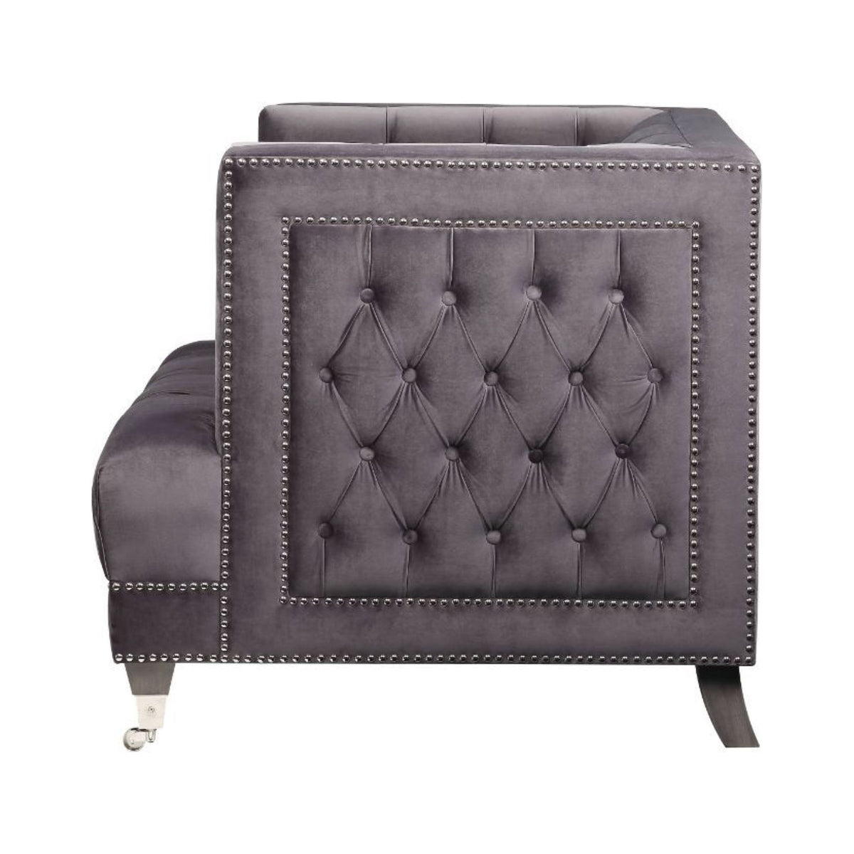 Gray Velvet Chair with Pillow H62024