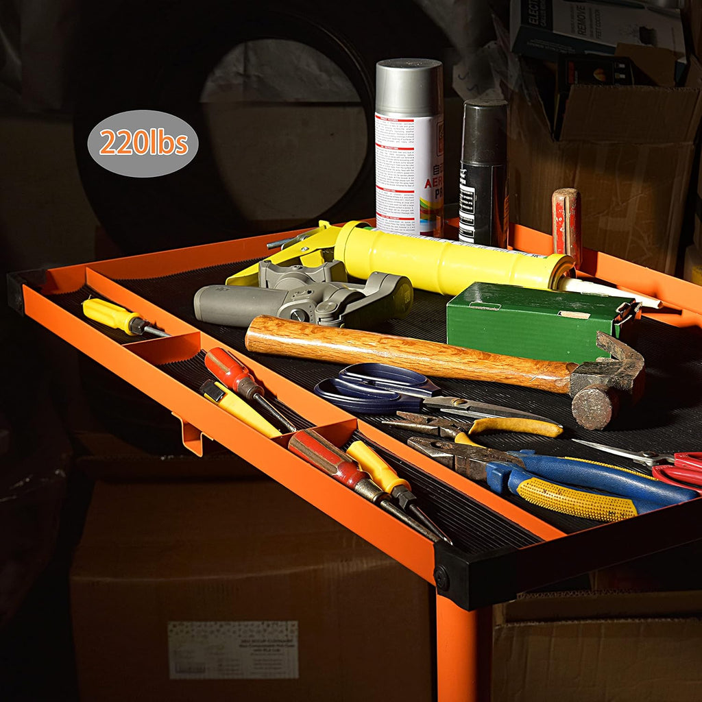 Orange Rolling Tool Tray With Drawer Work Table P209969