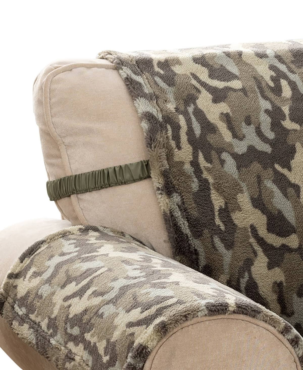 Olive Green Camo Plush Sofa Cover H551