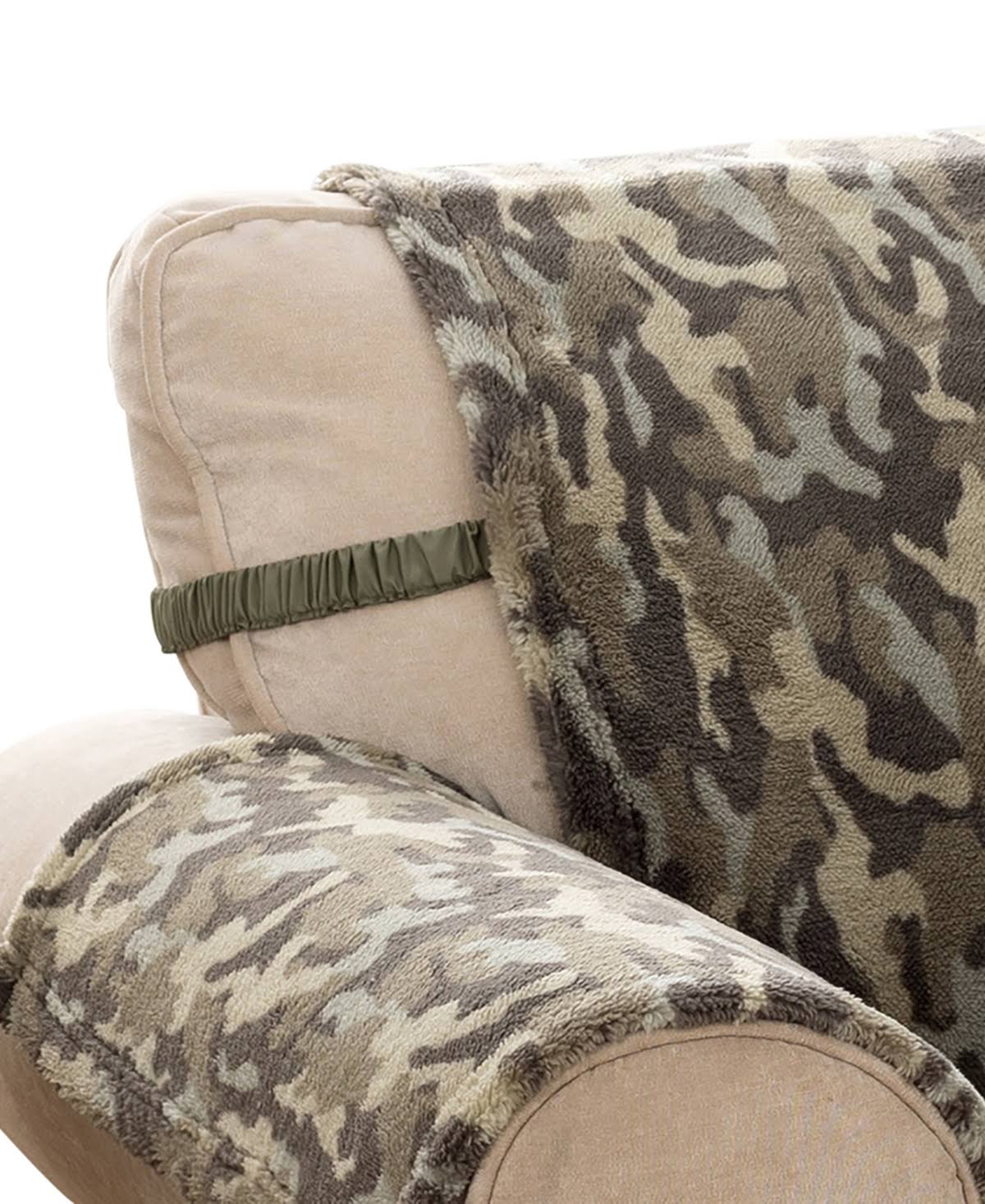 Olive Green Camo Plush Sofa Cover H551