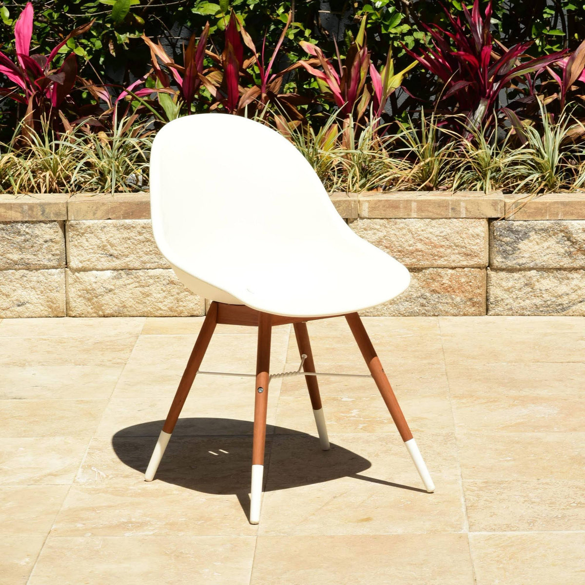 2pc Teak Finish Patio Dining Chair Set Y998750