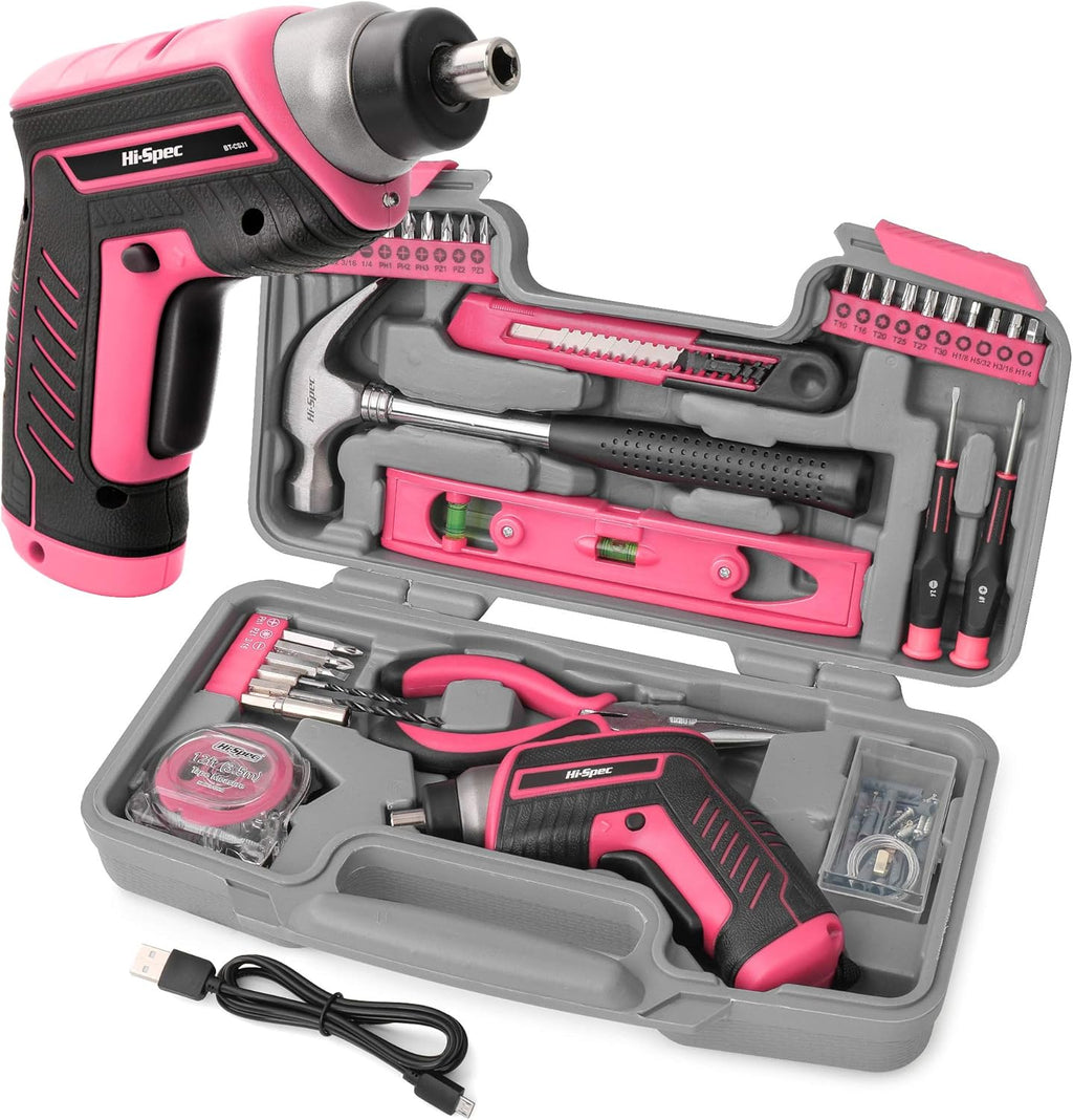 35 Piece Pink USB Electric Power Screwdriver & DIY Tool Kit Q51150