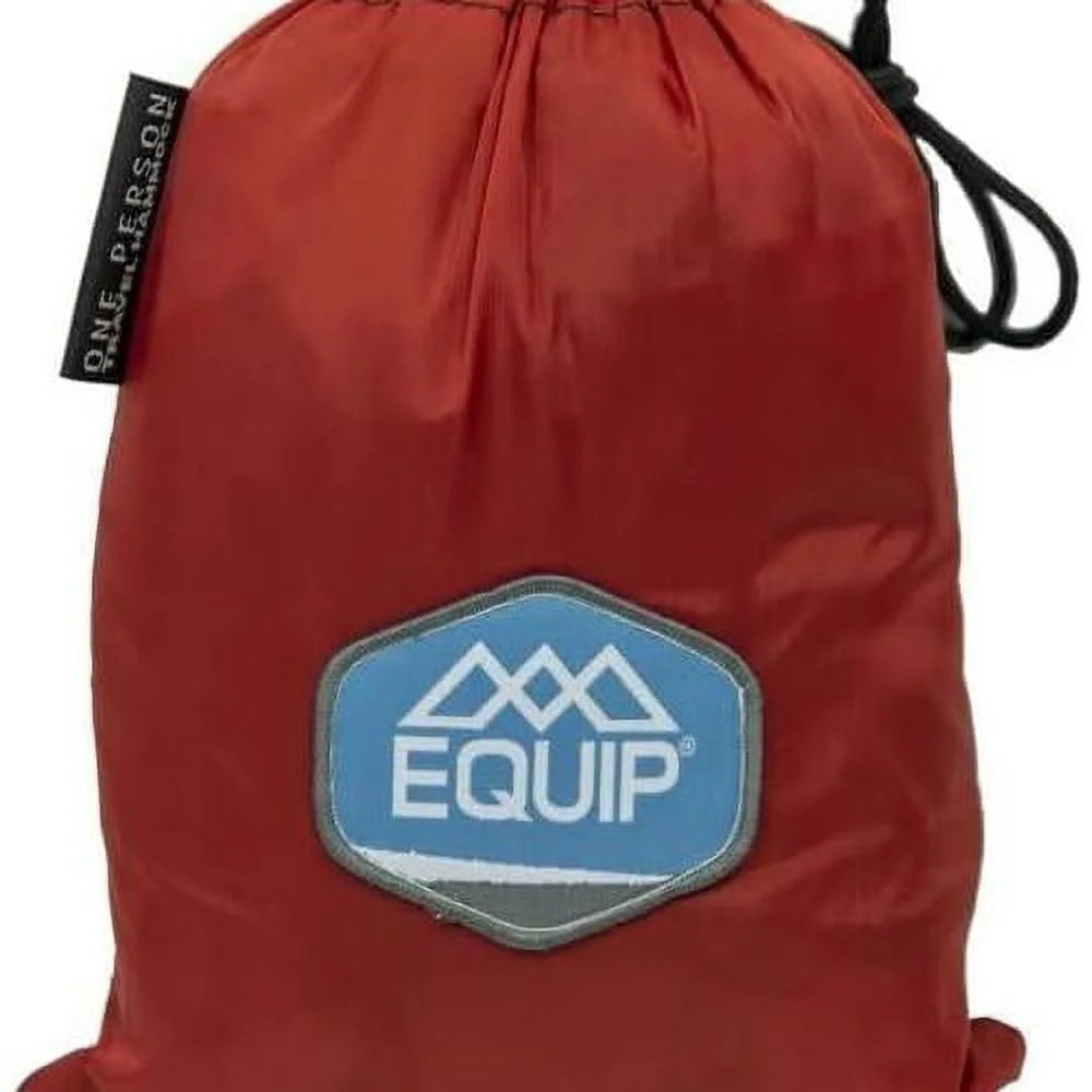 Lightweight Portable Nylon Camping Hammock, 1 Person Red And Taupe B89412