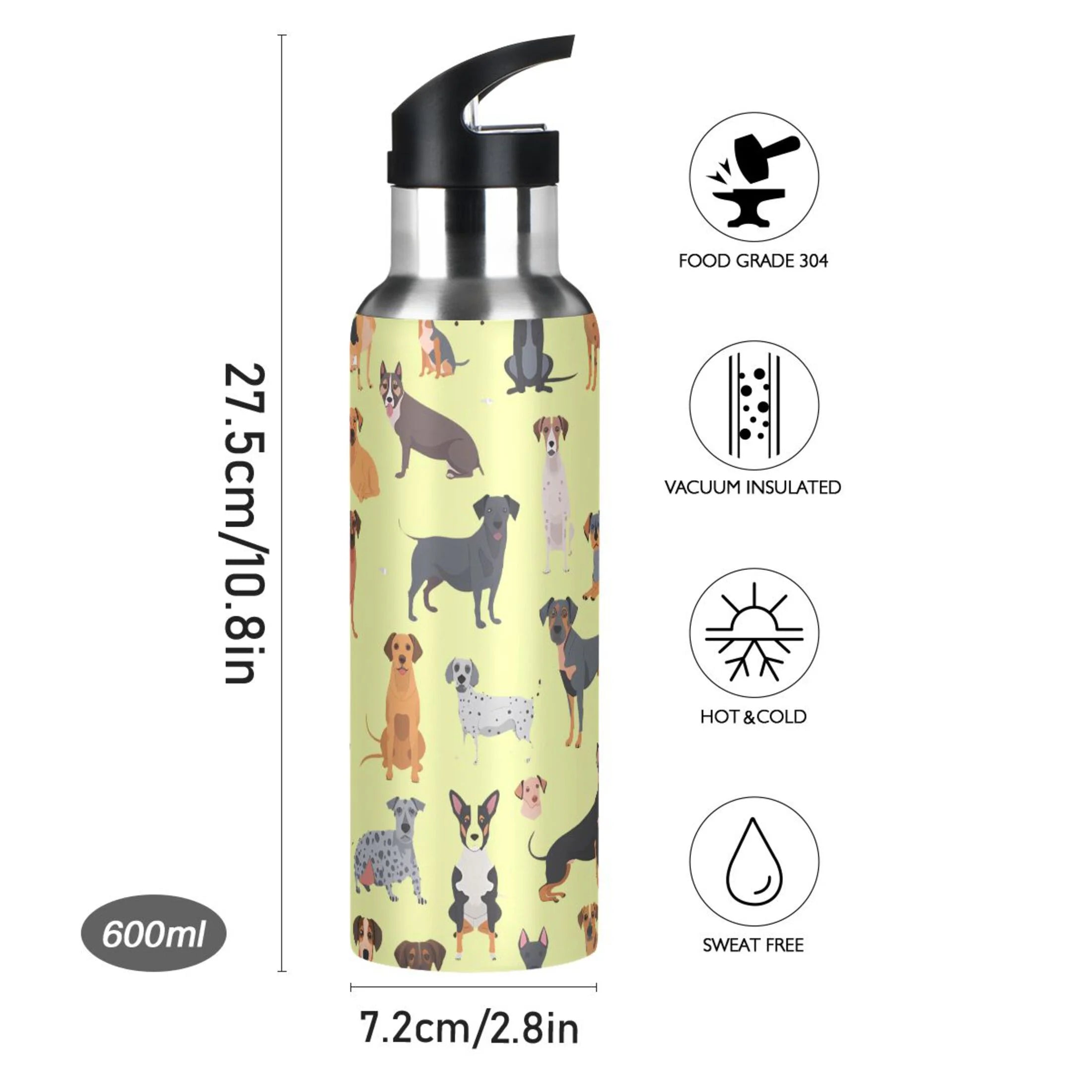 Cartoon Car Trucks Insulated Stainless Steel Water Bottle with Straw Lid 20 oz A254