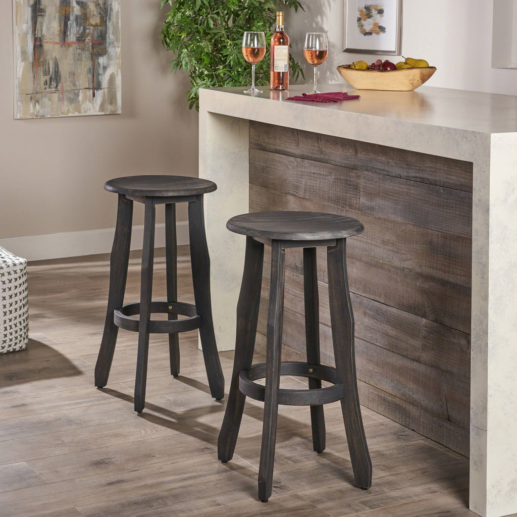 Grey Acacia Wood Barstool (Set of 2) K9869
