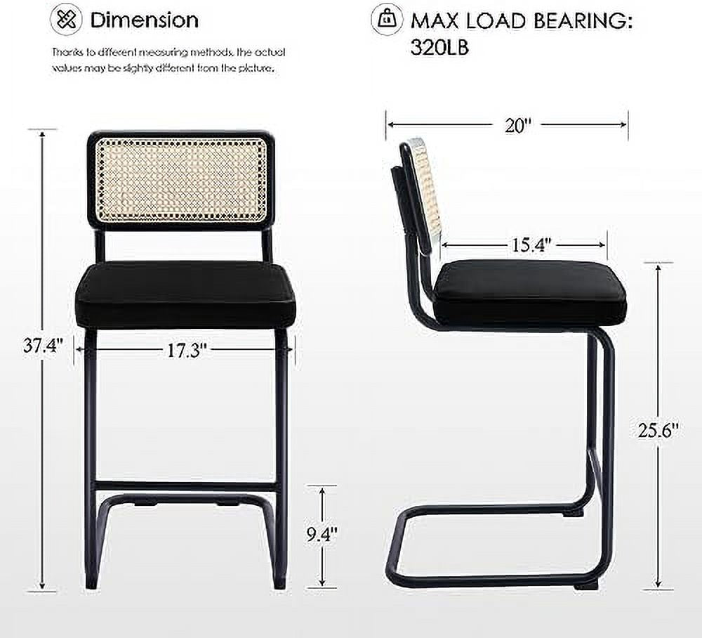 Black Velvet Counter Height Barstools Set of 2 I17611
