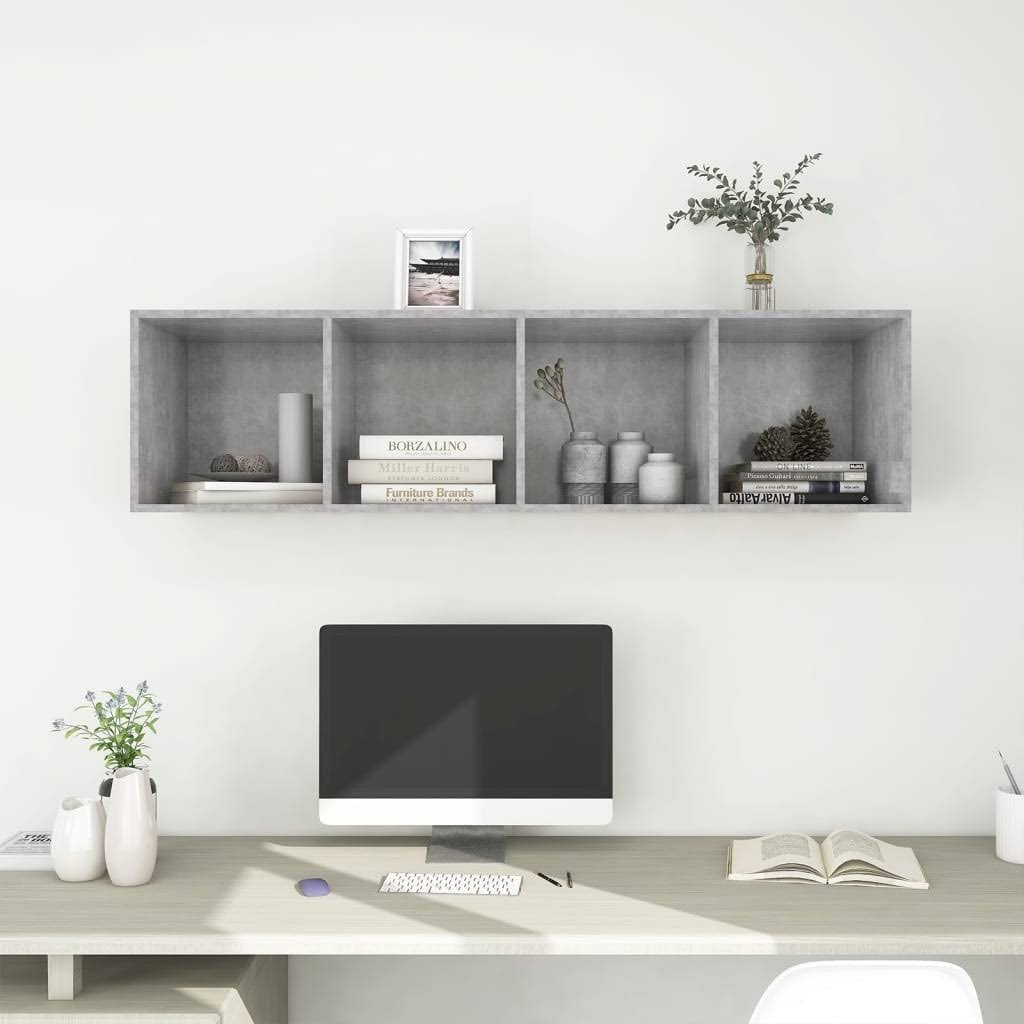 Concrete Gray Wall-Mounted TV Cabinet Chipboard M24009