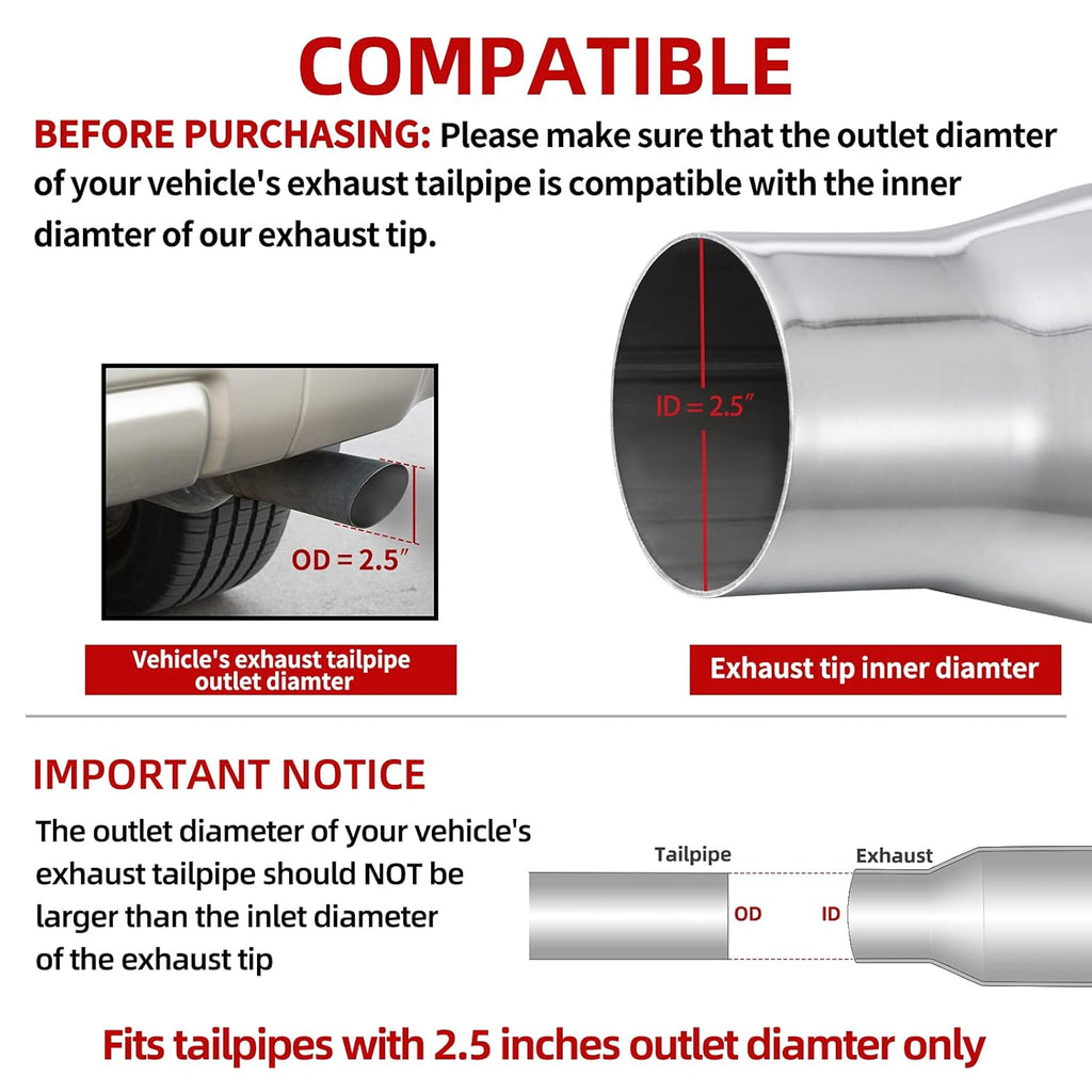 2.5 Inch Inlet Blue Burnt Stainless Steel Exhaust Tip, 2 Pack E8505