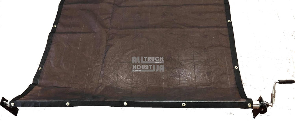 Manual Hand Crank Cab Level Truck & Trailer Tarp Roller Kit with PVC Mesh Tarp (6' x 16') O50052