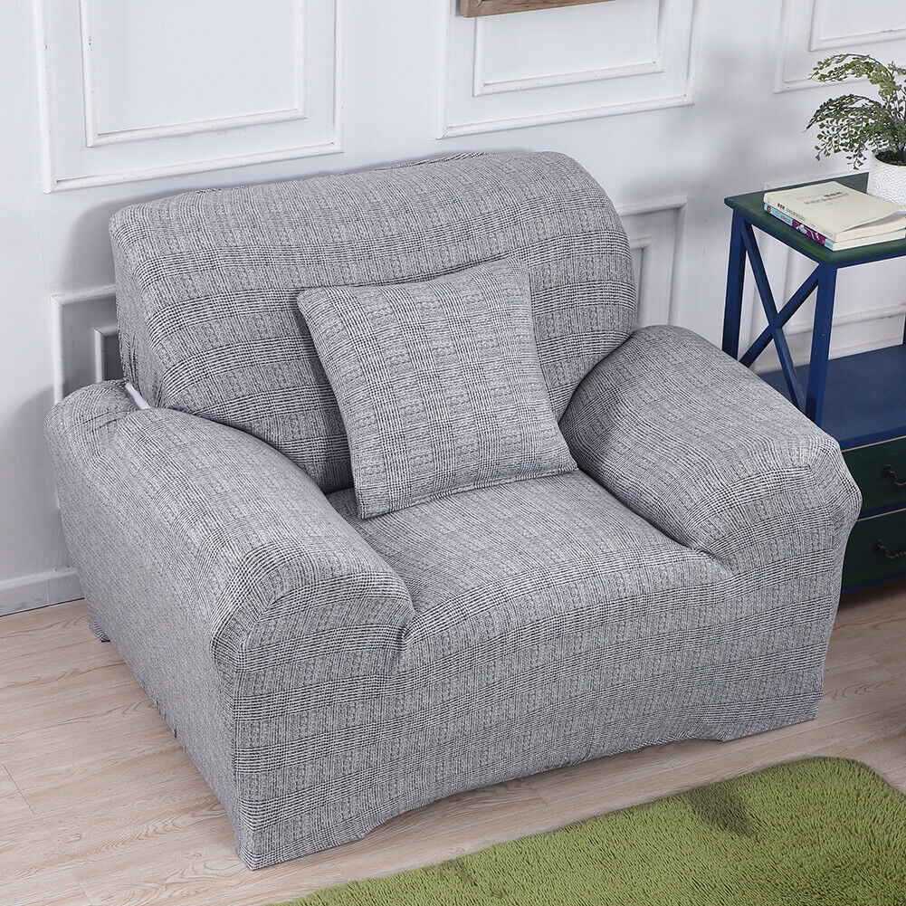 Gray Printed Stretch Sofa Cover Armchair Slipcover W122