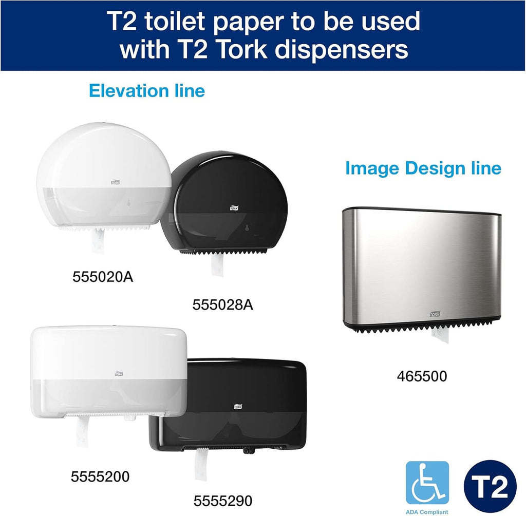 Mini Jumbo Bath Tissue Roll, 2-Ply, White, 12 Rolls, Pack of 2 X723