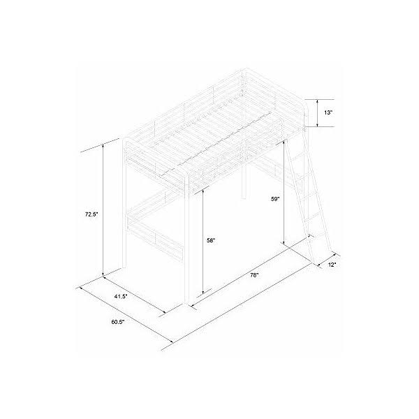 Twin Size Metal Loft Bed Frame B218