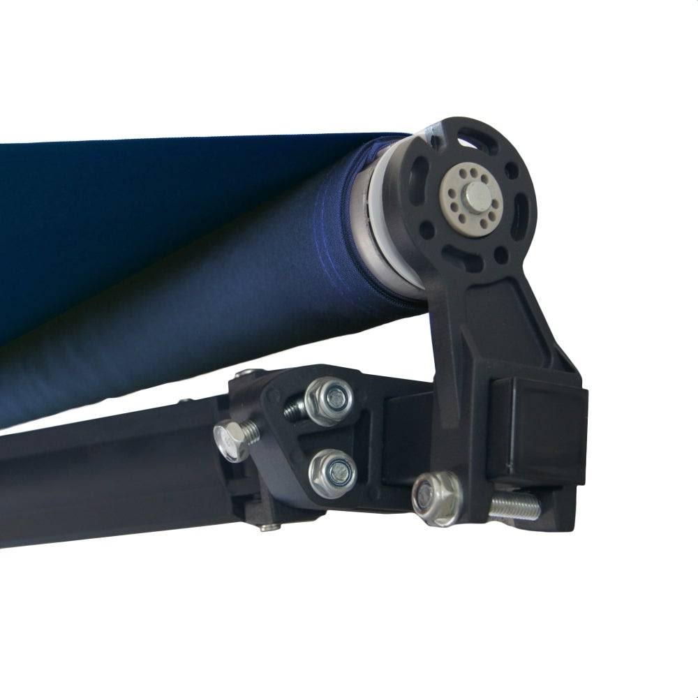 Motorized Black Frame Retractable Patio Canopy Awning 10x8 Blue N4611
