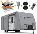 Heavy Duty 5 Layers Anti-UV Camper Cover with 4 Gutter Spout Covers Tongue Jack Cover 2 Windproof Straps P511083