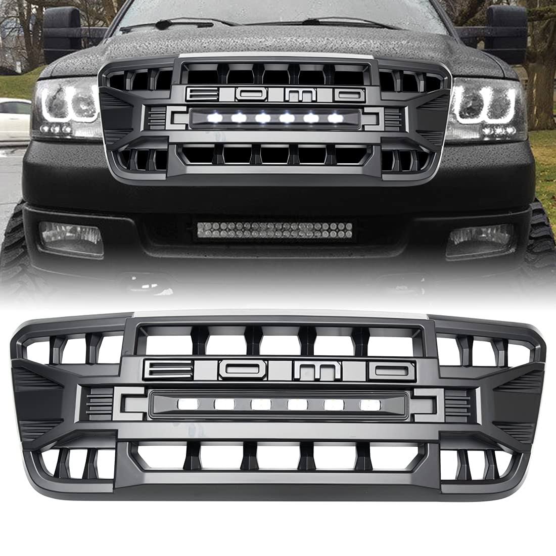 Matte Black Front Bumper Grille with Off-Road Lights X7165