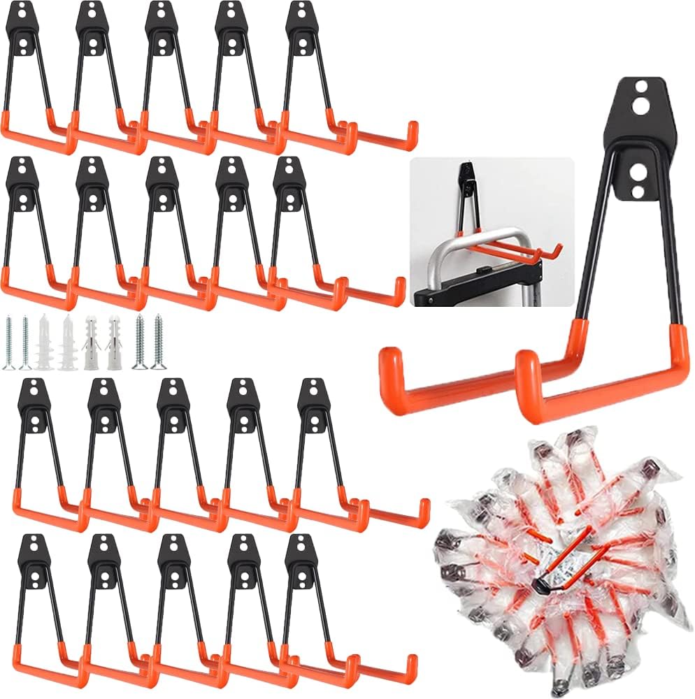 20 Pcs Heavy Duty Wall Mount Utility Hooks with Anti-Slip Coating V519304
