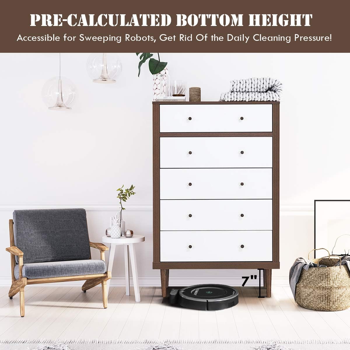 Antique-Style Wooden Drawer Dresser Storage Cabinet W957