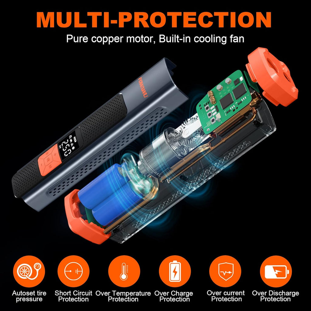 6000mAh 150PSI Tire Inflator Portable Air Compressor with LCD, Pack of 2 V370387