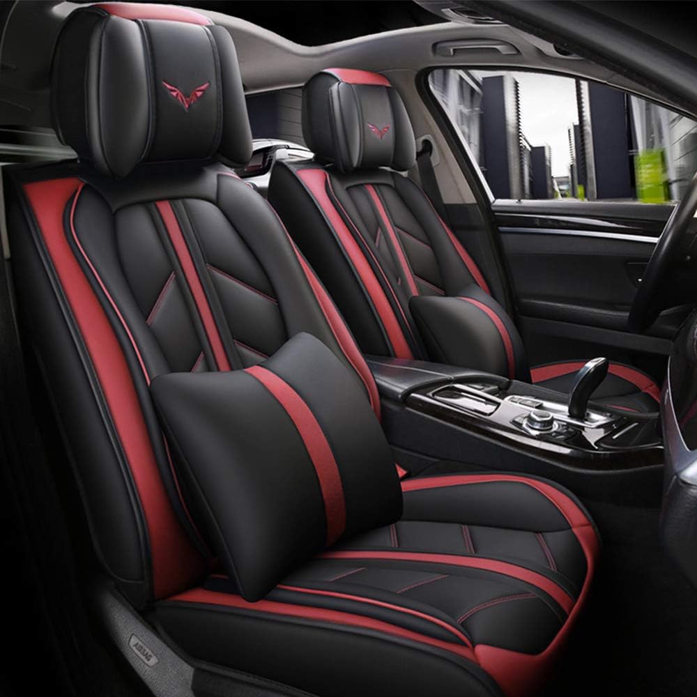 Gray Faux Leather Car Seat Covers Full Set 5 Seats Universal Waterproof M77305