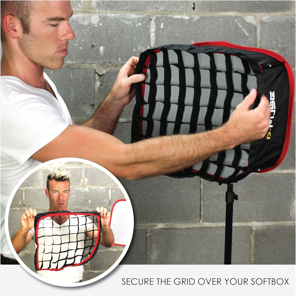 Medium LED Light Panel Softbox & Softbox Grid, 9.25"x9.25", Pack of 2 K5557