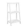 Solid Wood Ladder Bookcase White 3 Shelves R290118