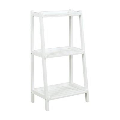 Solid Wood Ladder Bookcase White 3 Shelves R290118