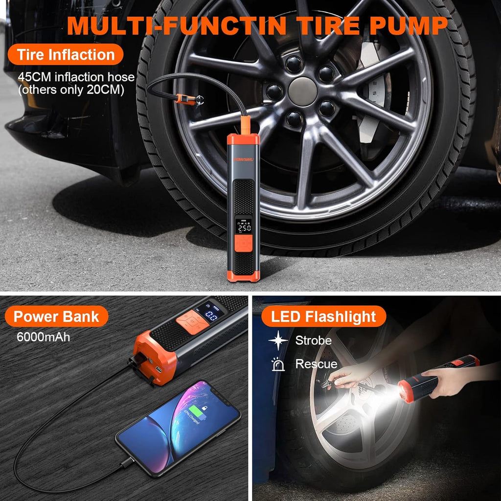 6000mAh 150PSI Tire Inflator Portable Air Compressor with LCD, Pack of 2 V370387