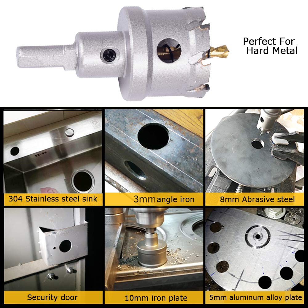8PCS TCT Hole Saw Kit, 16-60mm Tungsten Carbide Tipped Hole Cutter Drill Bit with Titanium-Plated Pilot Drill Bit R57170
