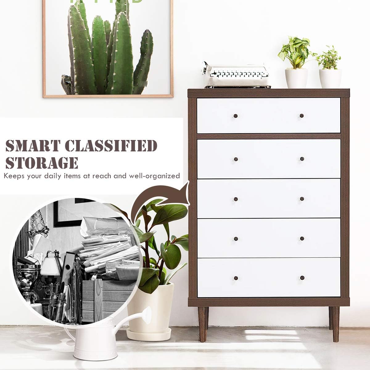 Antique-Style Wooden Drawer Dresser Storage Cabinet W957