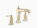 French Gold Deck Mount Bath Faucet Trim E624039