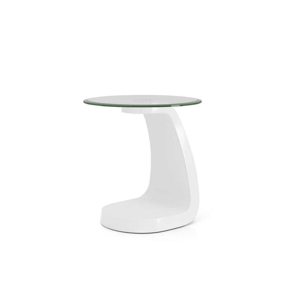White High Gloss Glass Top End Table F570