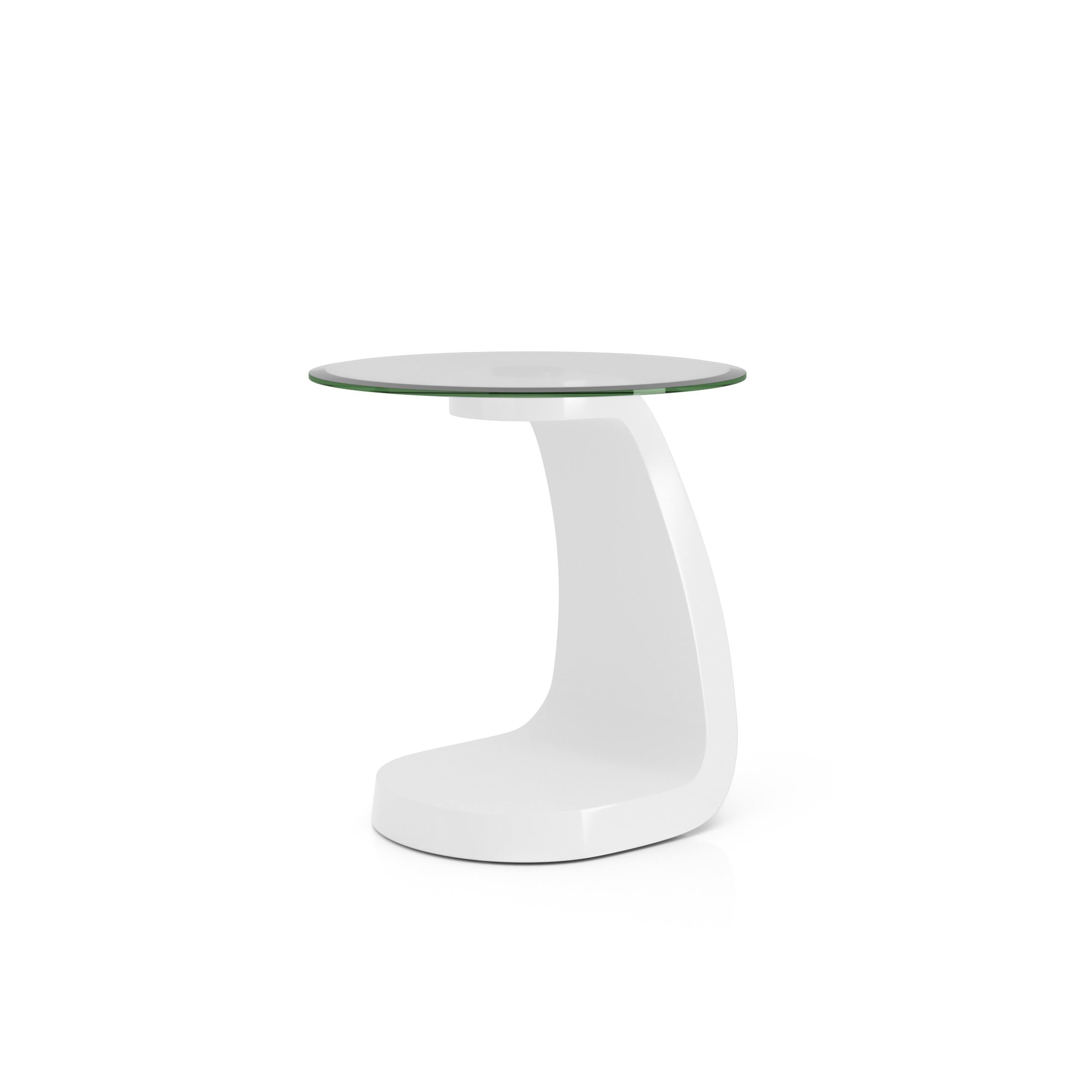 White High Gloss Glass Top End Table F570