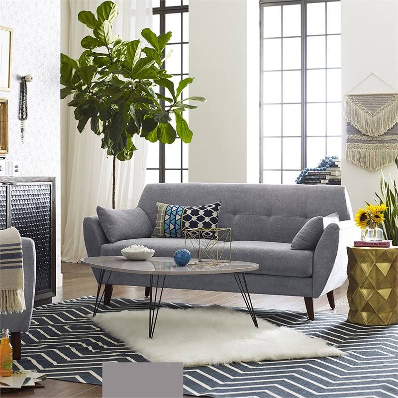 Fabric Loveseat in Light Gray R2810