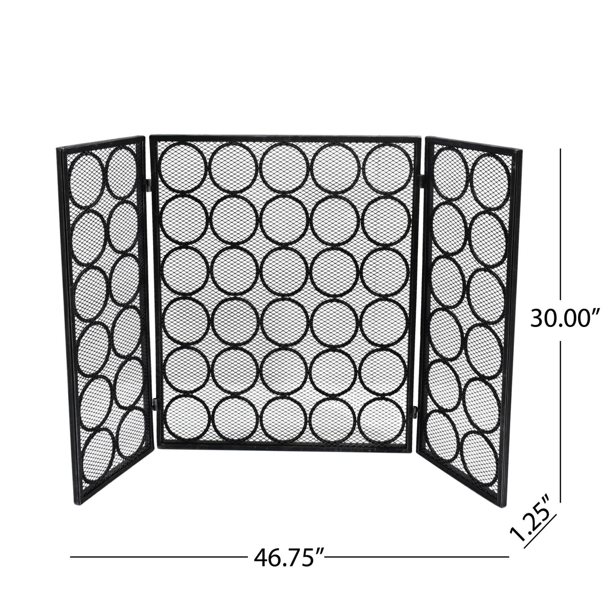 Black Silver Three Panel Iron Firescreen P820416