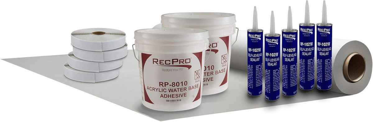 RV Rubber Roof Kit 8.5' Wide 40ft PVC Rubber Roof Repair A6894