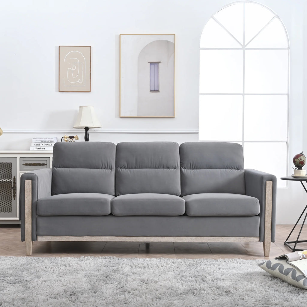 Gray Solid Wood 3-Seater Sofa N69069