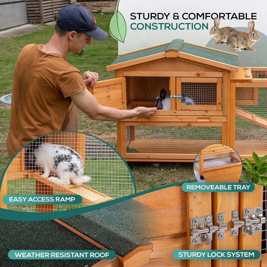 Rabbit Hutch with Waterproof Roof and Pull Out Trays H67613