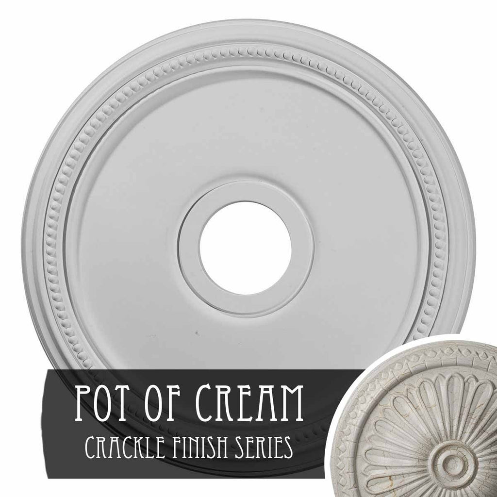 18x22OD x 3 5/8x22ID x 1 1/8x22P Ceiling Medallion, Hand-Painted Pot of Cream Crackle S10327