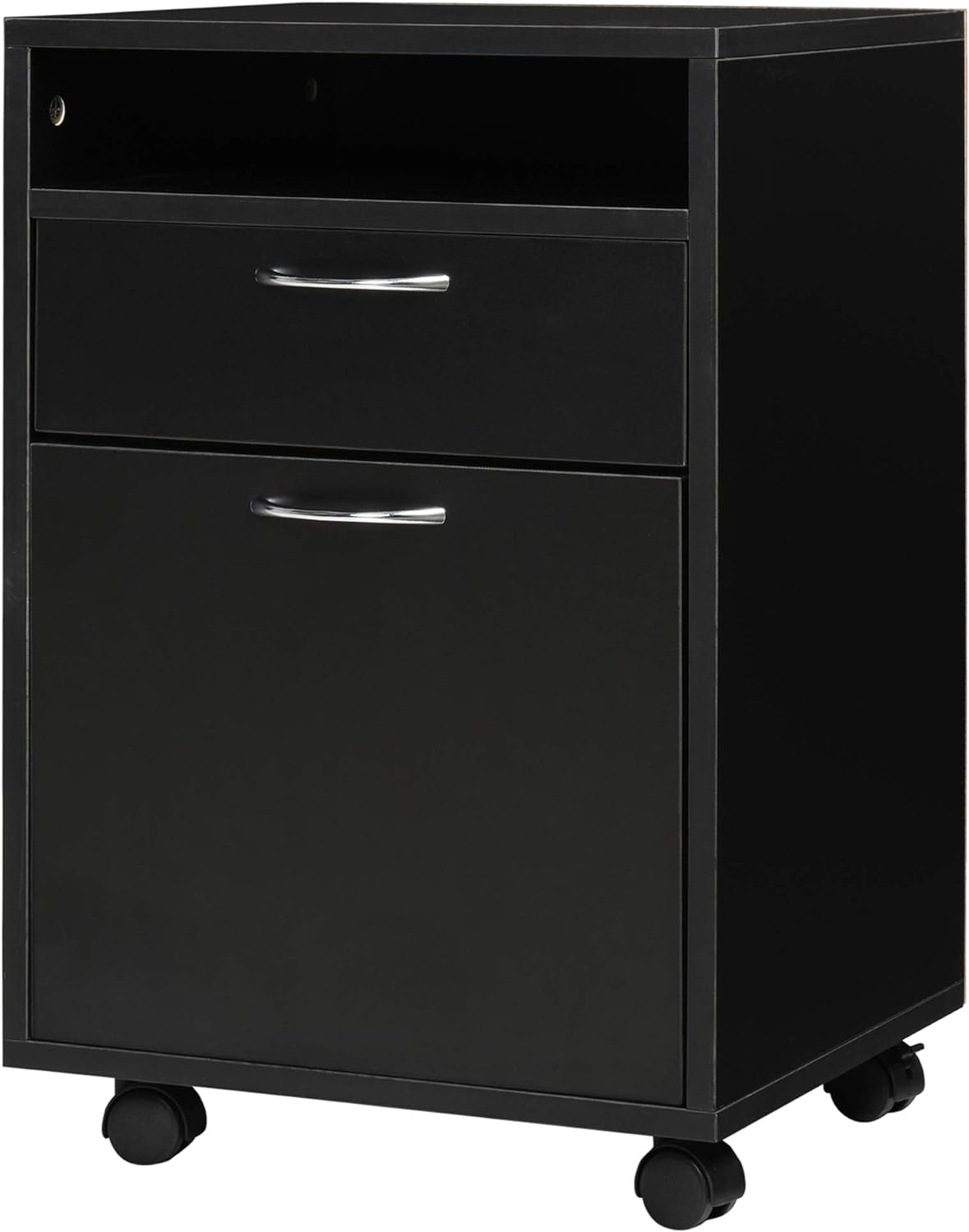 Black Mobile File Cabinet with Lockable Drawer N451
