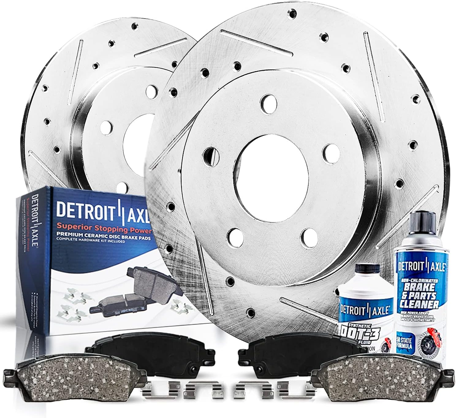 Rear Drilled and Slotted Disc Rotors Brake Pads V370