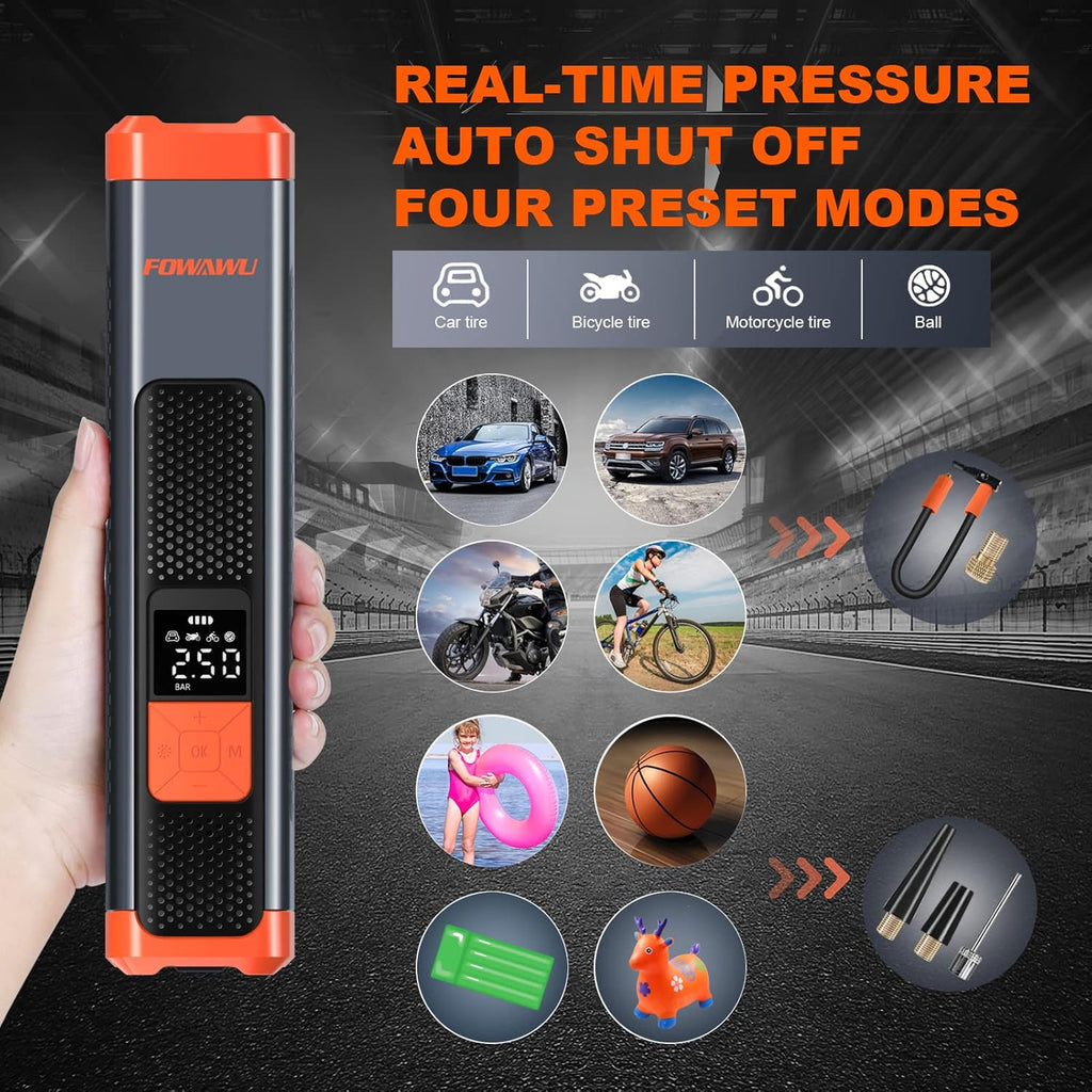 6000mAh 150PSI Tire Inflator Portable Air Compressor with LCD, Pack of 2 V370387
