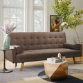 Brown 100% Linen Square Arm Sofa Bed P229482