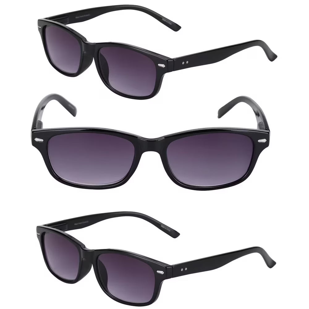 3 Pair Full Reading Sunglasses Black/Black 1.25 J540