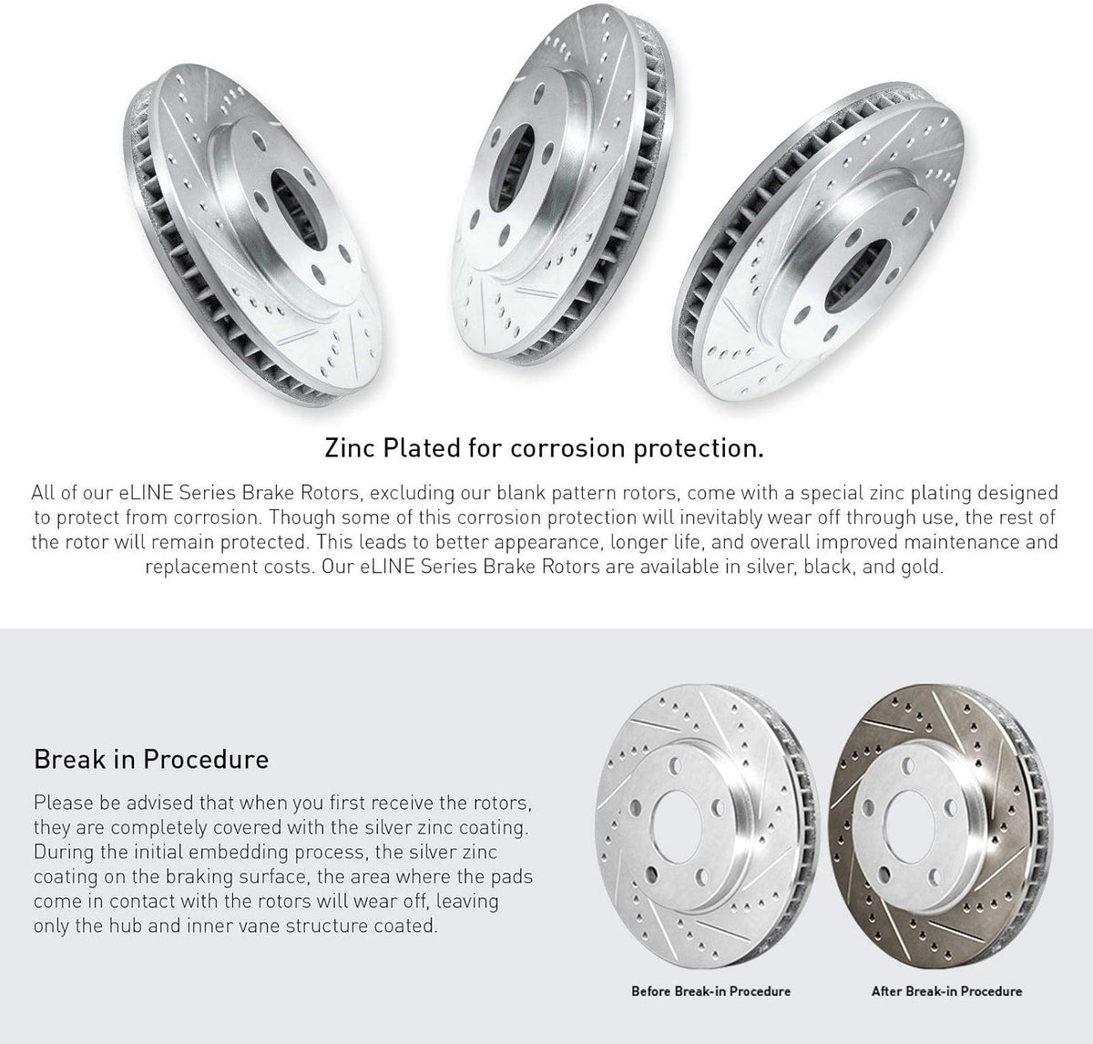 Front Rear Brake Rotors Drilled and Slotted Silver with Semi Metallic Brake Pads W698