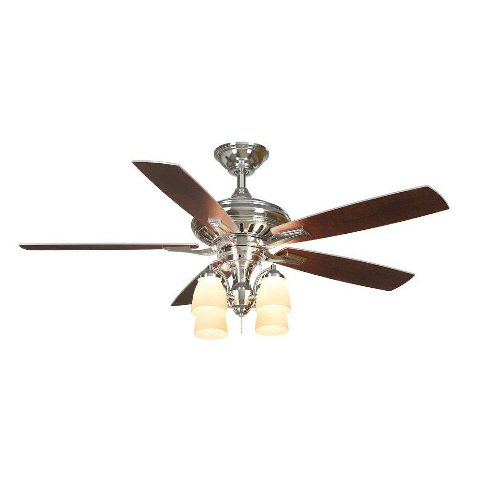 Polished Nickel Ceiling Fan with Light U112