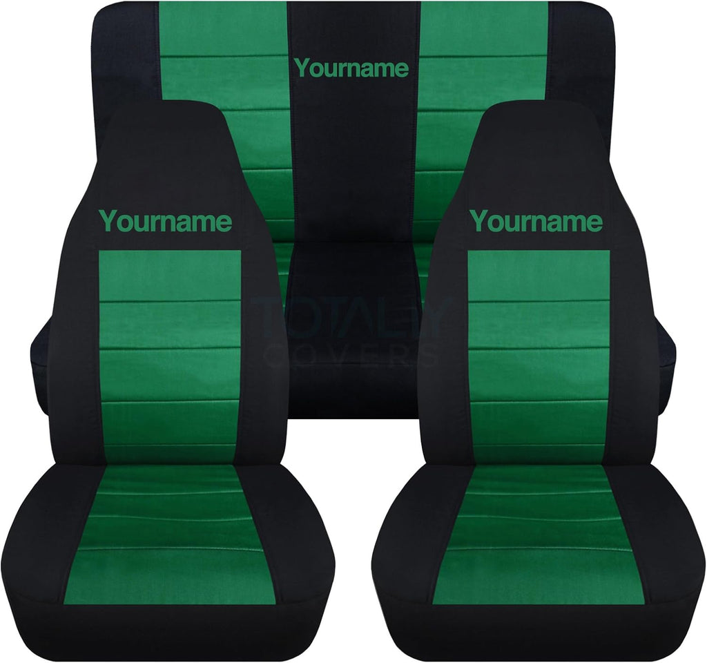 Black & Lime Green 2-Tone Full Set Seat Covers T4648