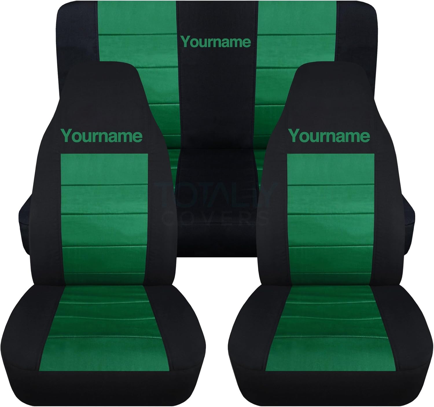 Black & Lime Green 2-Tone Full Set Seat Covers T4648