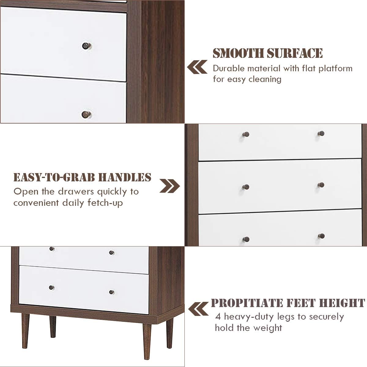 Antique-Style Wooden Drawer Dresser Storage Cabinet W957