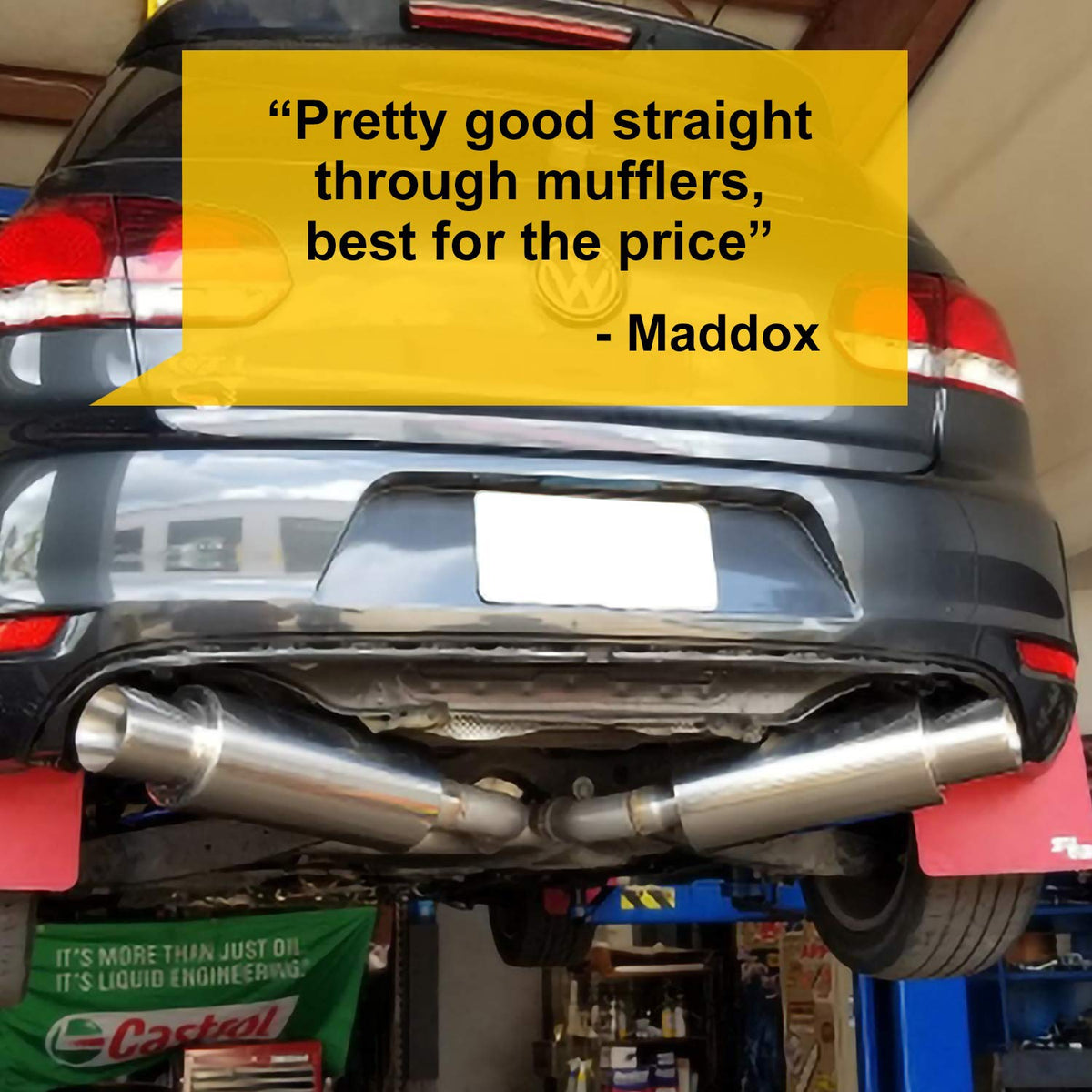 Polished Stainless Steel Performance Bolt-On Exhaust Muffler with Clamps and Adapters N10951